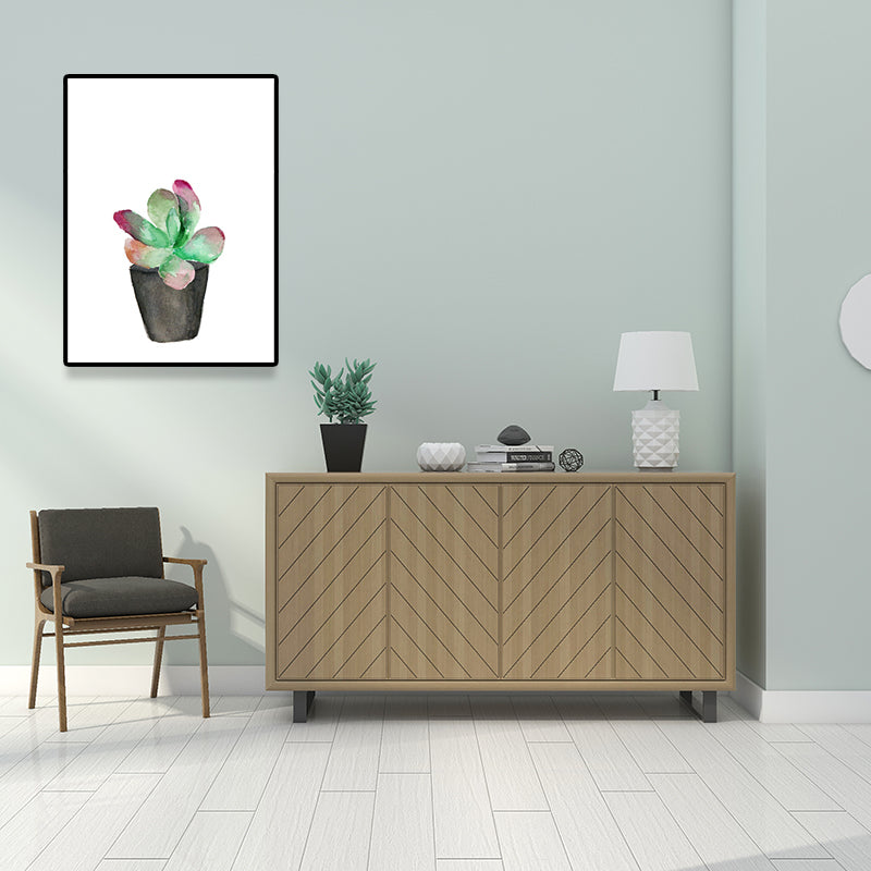 Tropix Succulent Plant Sign Canvas Structured Green Wall Art Print for Living Room