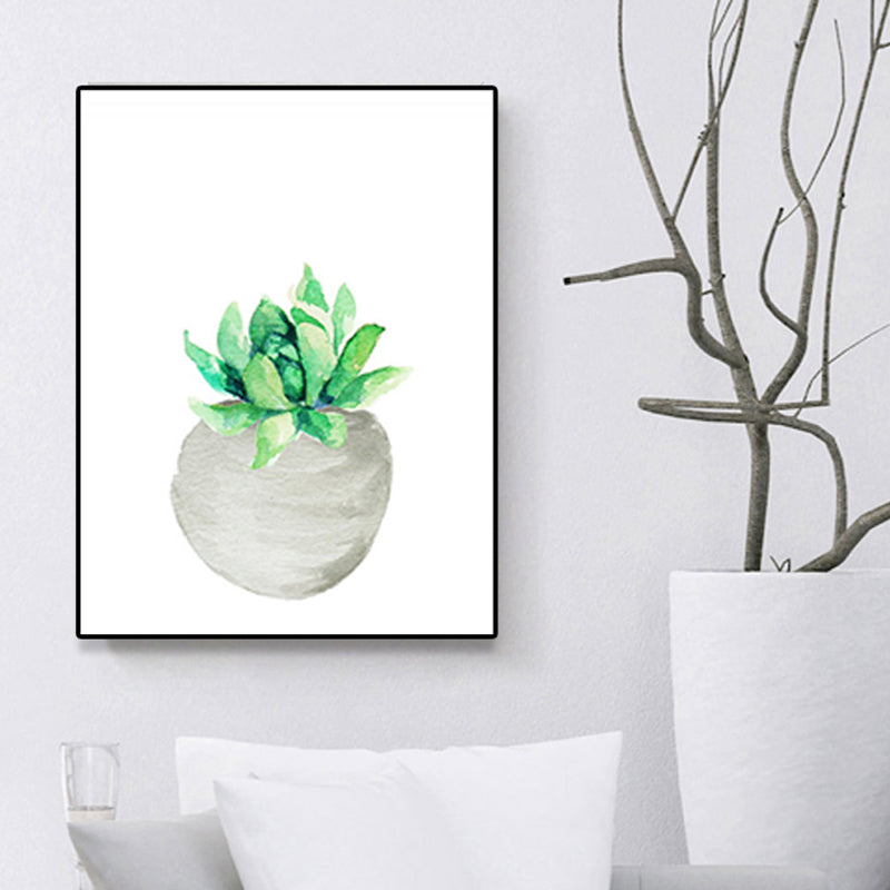 Tropix Succulent Plant Sign Canvas Structured Green Wall Art Print for Living Room