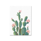 Green Cactus Flower Canvas Print Botanical Tropical Textured Wall Art for Home