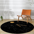 Novelty Outer Space Print Rug Black Polyester Rug Washable Non-Slip Back Rug for Living Room