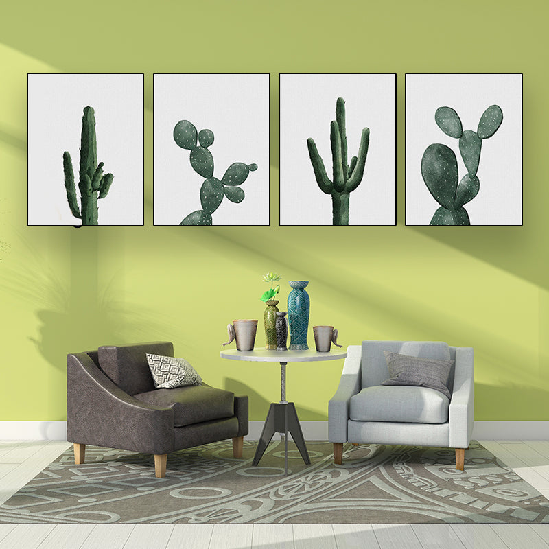 Tropical Plant Cactus Wall Decoration Green Texture Surface Canvas Print for Living Room