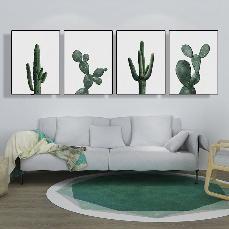 Tropical Plant Cactus Wall Decoration Green Texture Surface Canvas Print for Living Room