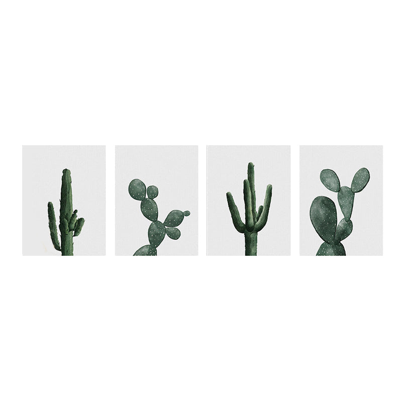 Tropical Plant Cactus Wall Decoration Green Texture Surface Canvas Print for Living Room