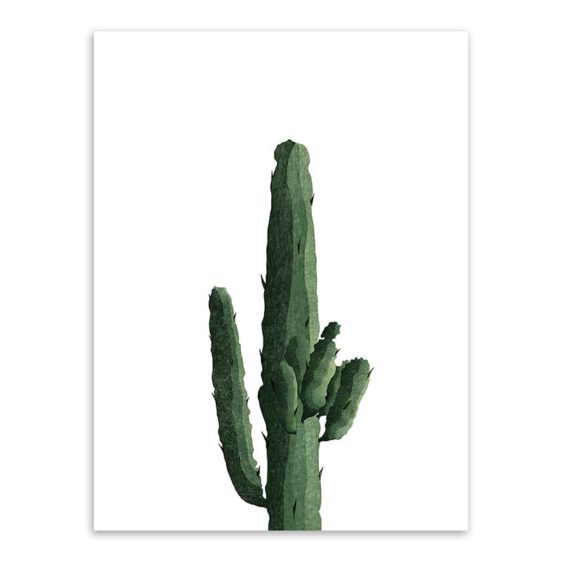 Tropical Plant Cactus Wall Decoration Green Texture Surface Canvas Print for Living Room
