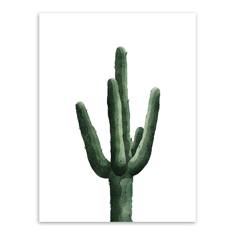 Tropical Plant Cactus Wall Decoration Green Texture Surface Canvas Print for Living Room