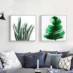 Stylish tropical leaf art print for bedroom Botanical wall decoration in green