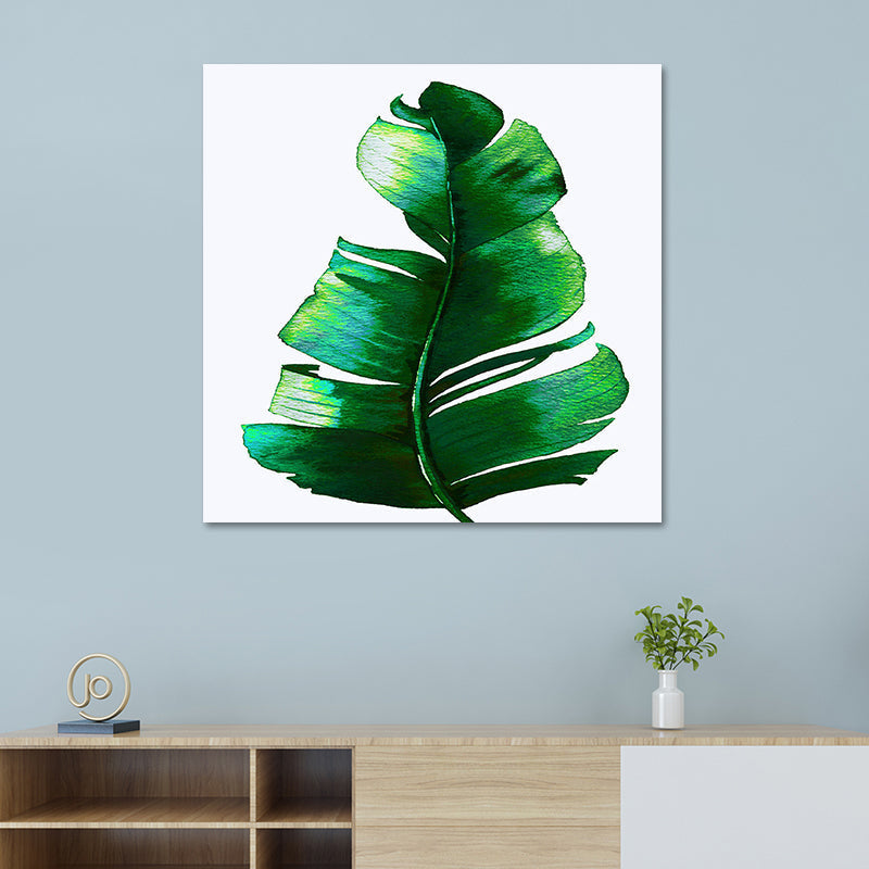 Stylish tropical leaf art print for bedroom Botanical wall decoration in green