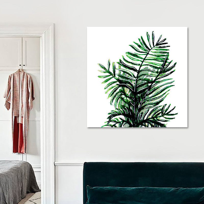 Stylish tropical leaf art print for bedroom Botanical wall decoration in green