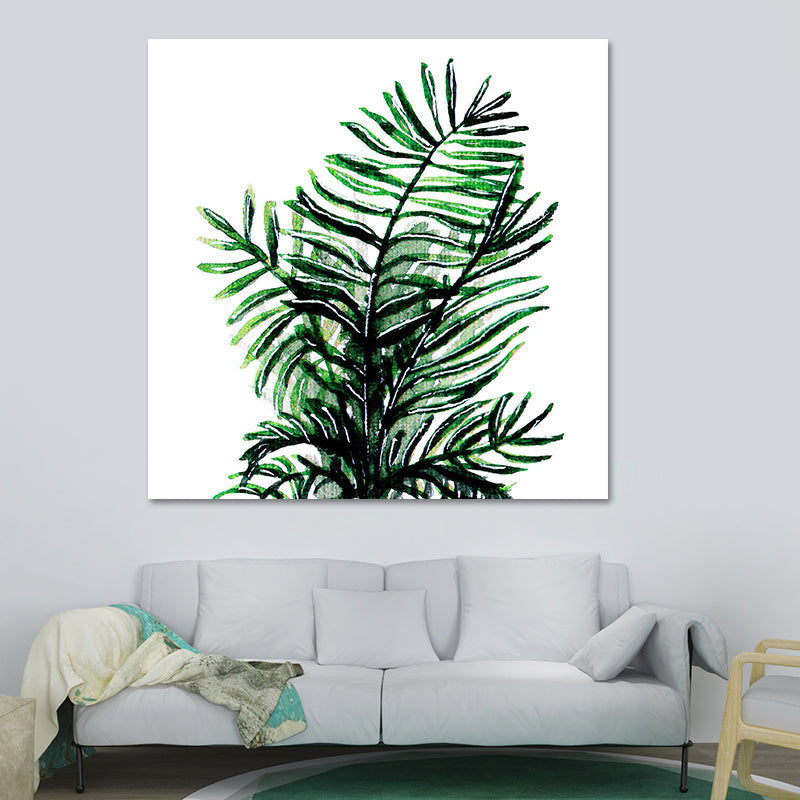 Stylish tropical leaf art print for bedroom Botanical wall decoration in green