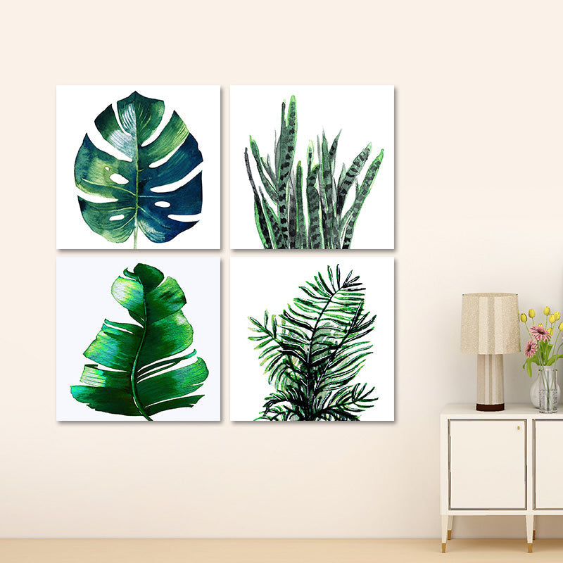 Stylish tropical leaf art print for bedroom Botanical wall decoration in green
