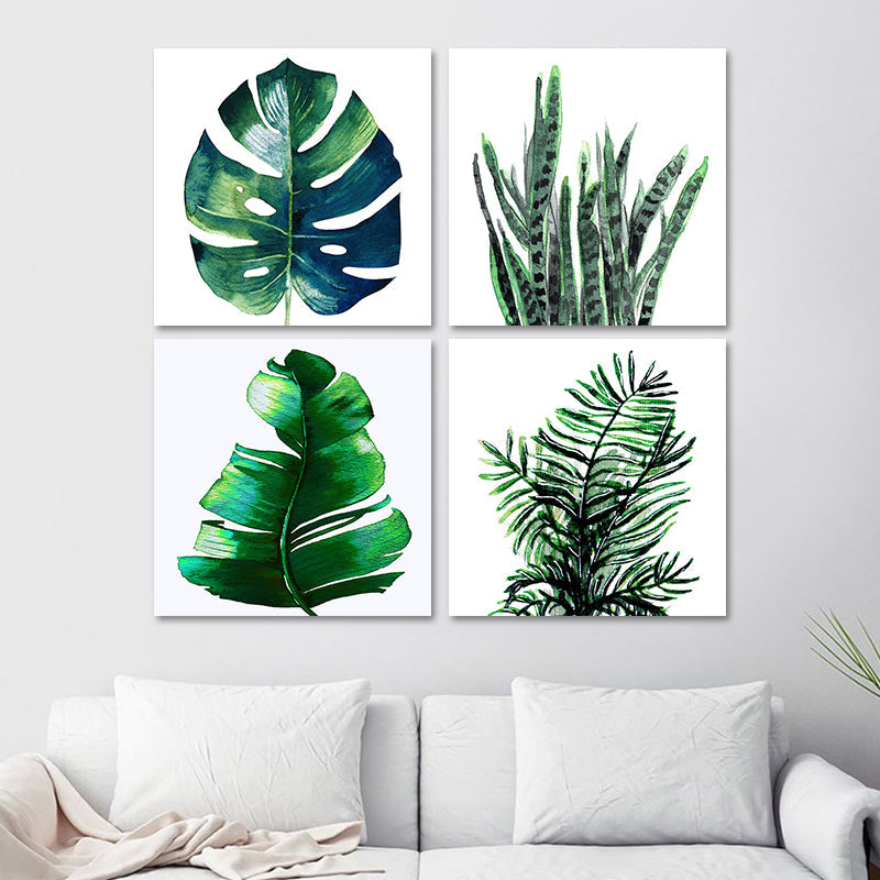 Stylish tropical leaf art print for bedroom Botanical wall decoration in green