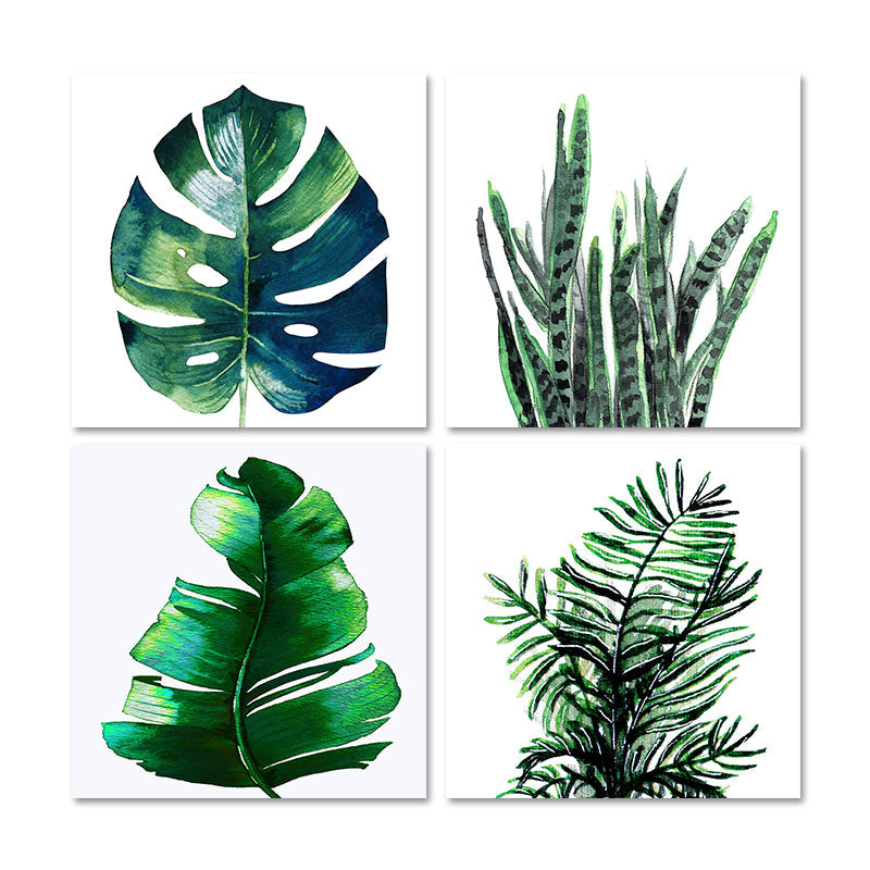 Stylish tropical leaf art print for bedroom Botanical wall decoration in green