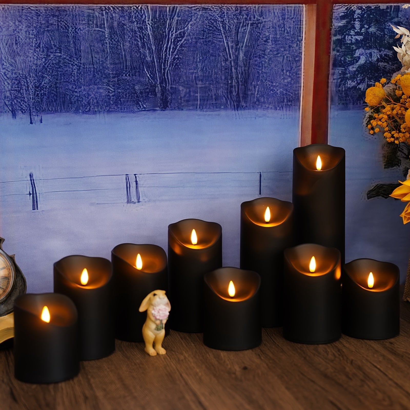 GlowLuxe Flameless LED Candles Set (9-piece) – With Remote Control and Glitter Finish