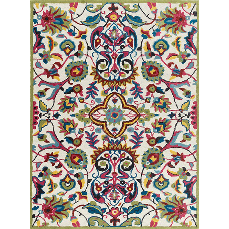 Classic Floral Design Rug Gray Multi-Color Classic Rug Polyester Washable Non-Slip Back Rug for the Living Room
