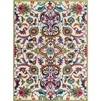 Classic Floral Design Rug Gray Multi-Color Classic Rug Polyester Washable Non-Slip Back Rug for the Living Room