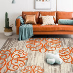 Washed Paisley Pattern Rug Gray Classic Rug Polyester Washable Non-Slip Base Rug for Living Room