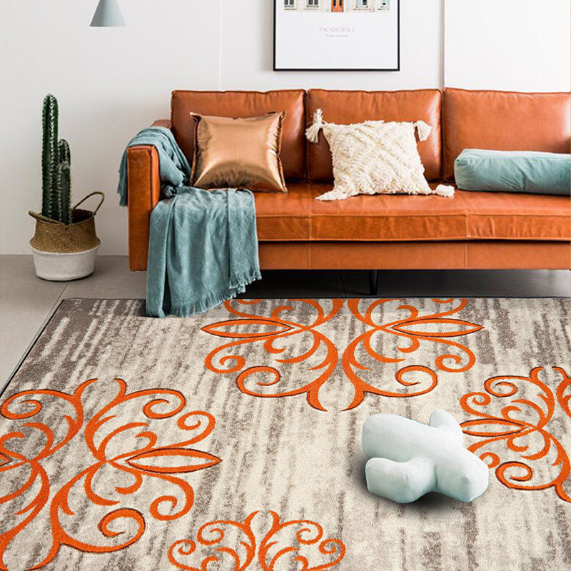 Washed Paisley Pattern Rug Gray Classic Rug Polyester Washable Non-Slip Base Rug for Living Room
