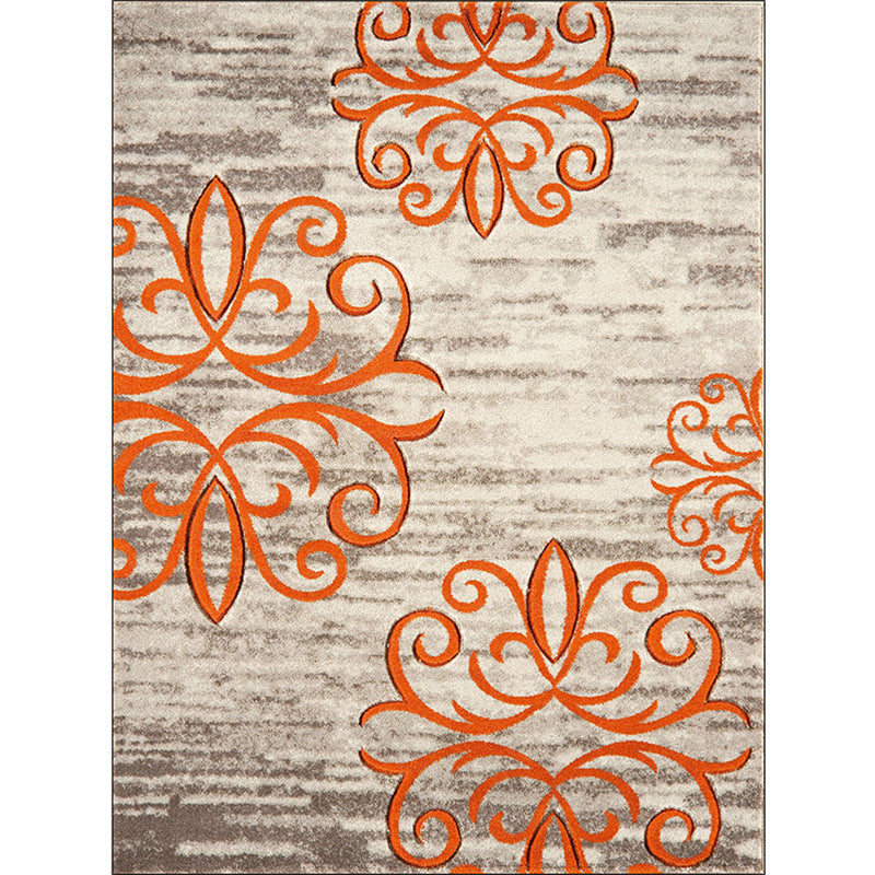 Washed Paisley Pattern Rug Gray Classic Rug Polyester Washable Non-Slip Base Rug for Living Room