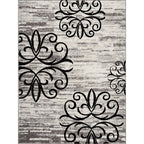 Washed Paisley Pattern Rug Gray Classic Rug Polyester Washable Non-Slip Base Rug for Living Room