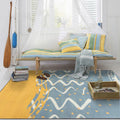 Minimalistic Novelty Area Rug in Blue and Yellow Geometric Dots Wave Pattern Area Rug Polyester Non-Slip Carpet for Home Decoration
