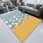 Minimalistic Novelty Area Rug in Blue and Yellow Geometric Dots Wave Pattern Area Rug Polyester Non-Slip Carpet for Home Decoration