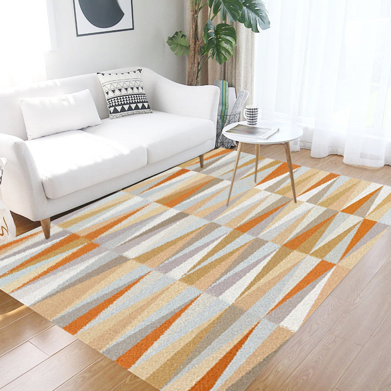 North Sea Novelty Rug in Orange Geometric Triangle Pattern Rug Polyester Washable Carpet for Home decoration