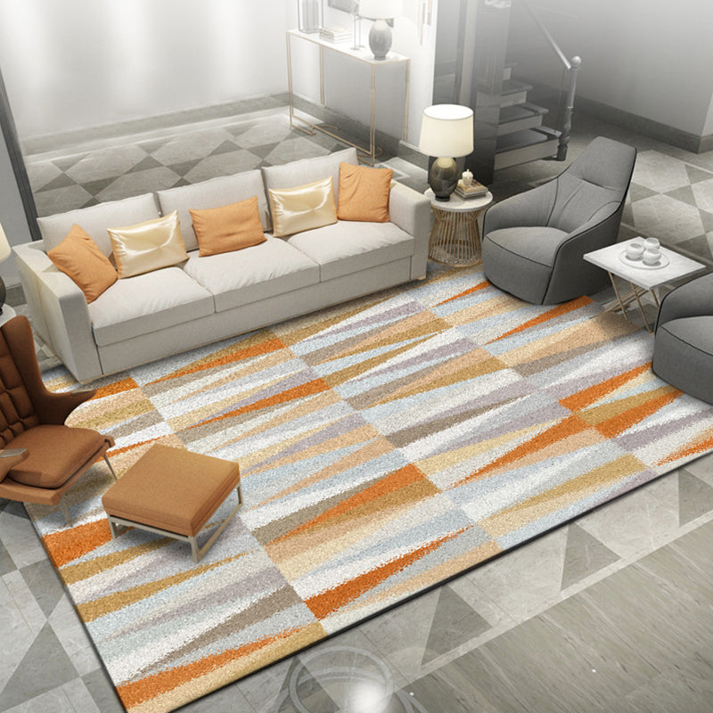 North Sea Novelty Rug in Orange Geometric Triangle Pattern Rug Polyester Washable Carpet for Home decoration