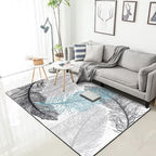 Tropical living room rug in gray botanical print rug polyester non-slip machine washable area rug