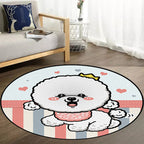 Children's Room Rug in Purple and Red Animal Dog Star Strawberry Print Rug Polyester Non-Slip Area Rug