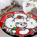 Children's Room Rug in Purple and Red Animal Dog Star Strawberry Print Rug Polyester Non-Slip Area Rug