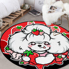 Children's Room Rug in Purple and Red Animal Dog Star Strawberry Print Rug Polyester Non-Slip Area Rug