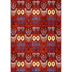 Southwest Living Room Rug in Red Tribal Print Rug Polyester Non-Slip Back Area Rug