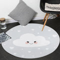 Children's Room Rug in Gray Fairy Tale Clouds Heart Print Rug Polyester Stain Resistant Non-Slip Area Rug