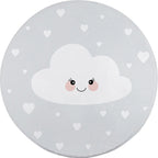 Children's Room Rug in Gray Fairy Tale Clouds Heart Print Rug Polyester Stain Resistant Non-Slip Area Rug