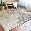 Classic Floral Pattern Rug Light Brown Polyester Rug Machine Washable Non-Slip Area Rug for Bedroom