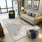Classic Floral Pattern Rug Light Brown Polyester Rug Machine Washable Non-Slip Area Rug for Bedroom