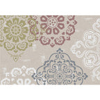Classic Floral Pattern Rug Light Brown Polyester Rug Machine Washable Non-Slip Area Rug for Bedroom