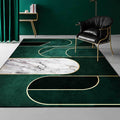 Green Novelty Carpet Polyester Marble Surface Pattern Carpet Washable Non-Slip Underlay Area Rug for the Living Room