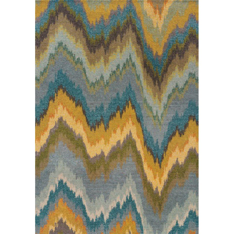 Minimalist modern rug in yellow and blue with abstract wave pattern rug polyester non-slip rug for home decor