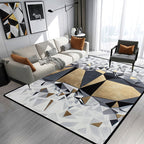 Novelty Living Room Rug in Gray and Gold Geometric Irregular Shape Printed Rug Polyester Non-Slip Washable Rug
