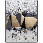 Novelty Living Room Rug in Gray and Gold Geometric Irregular Shape Printed Rug Polyester Non-Slip Washable Rug