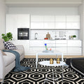 Nordic Modern Rug in Black Geometric Pattern Rug Polyester Machine Washable Non-Slip Rug for Home Decor