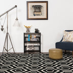Nordic Modern Rug in Black Geometric Pattern Rug Polyester Machine Washable Non-Slip Rug for Home Decor