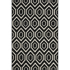 Nordic Modern Rug in Black Geometric Pattern Rug Polyester Machine Washable Non-Slip Rug for Home Decor