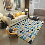 Modern rug for the living room in gray with geometric triangle print rug made of polyester, stain-resistant rug for the area
