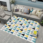Modern rug for the living room in gray with geometric triangle print rug made of polyester, stain-resistant rug for the area
