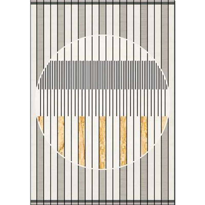 Modern rug for the living room in gray geometric circle stripe print rug polyester stain-resistant rug for the area