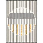 Modern rug for the living room in gray geometric circle stripe print rug polyester stain-resistant rug for the area