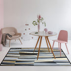 Minimalistic Novelty Rug in Gray Geometric Lines Pattern Rug Polyester Machine Washable Rug for Home Decoration