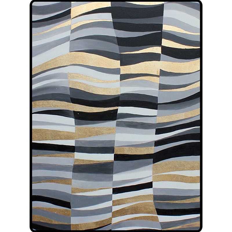 Minimalistic Novelty Rug in Gray Geometric Lines Pattern Rug Polyester Machine Washable Rug for Home Decoration